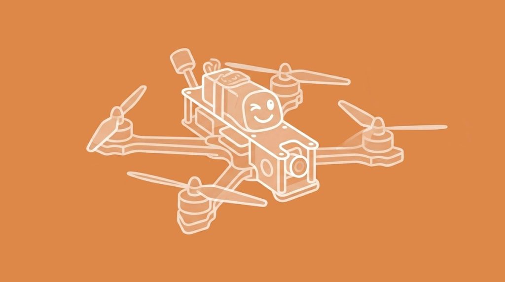 A funny drone on an orange background