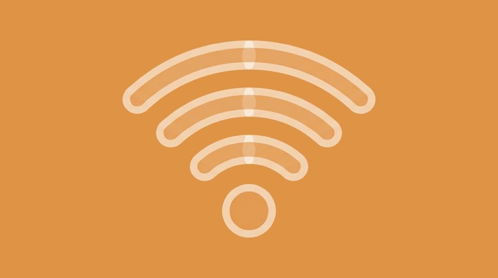 WiFi logo - vector image on an orange background. Especially for the article "WiFi Names"
